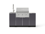 NewAge Outdoor Kitchens Outdoor Grill Island Aluminum 5-Piece Cabinet Set with Sink, 1 Door, Grill Cabinet, Performance Grill and Stainless Steel Countertop - (Liquid Propane) 