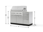 NewAge Outdoor Kitchens Outdoor Grill Island Stainless-Steel 4-Piece Cabinet Set with 3-Drawer, Grill Cabinet, Platinum Grill and Dekton in Aeris Countertop - (Liquid Propane) 