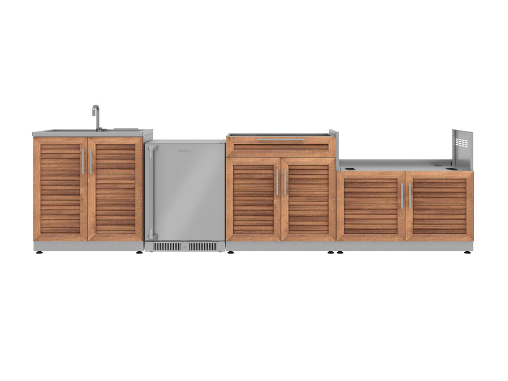 NewAge Outdoor Kitchens Stainless Steel 4-Piece Cabinet Set with Sink, Bar, Grill Cabinet and Fridge-66369-Garage Giant