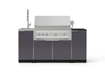 NewAge Outdoor Kitchens Outdoor Grill Island Aluminum 5-Piece Cabinet Set with Sink, 1 Door, Grill Cabinet, Platinum Grill and Stainless Steel Countertop - (Liquid Propane) 
