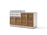 NewAge Outdoor Kitchens Stainless-Steel Louvered Doors 4-Piece Cabinet Set with Base, Grill Cabinet, Platinum Griddle and Countertop-75100-Garage Giant 