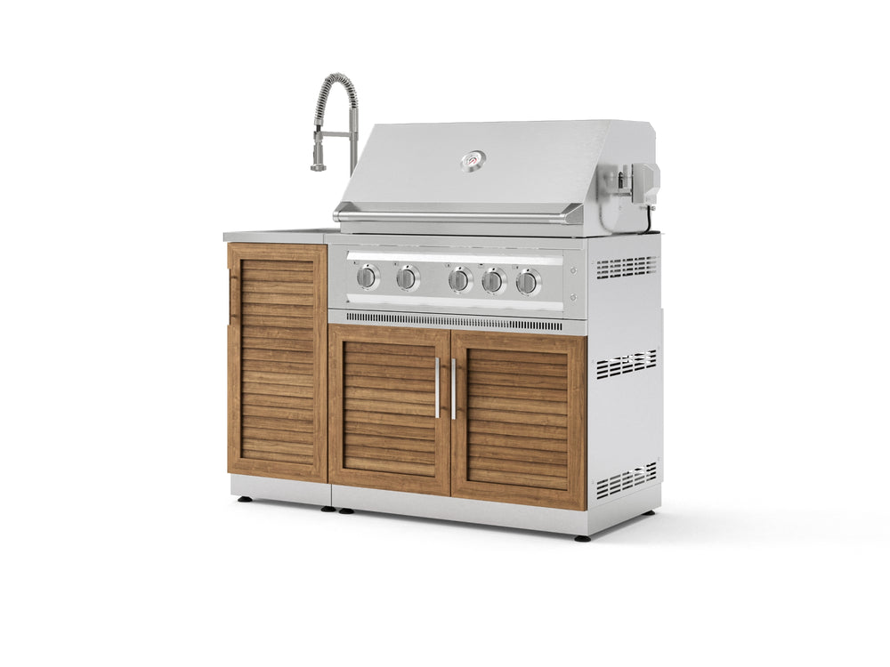 NewAge Outdoor Kitchens Outdoor Grill Island Stainless-Steel Louvered Doors 3-Piece Cabinet Set with Sink, Grill Cabinet and Platinum Grill-75289-Garage Giant
