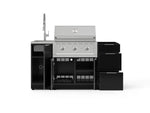 NewAge Outdoor Kitchens Outdoor Grill Island Aluminum 5-Piece Cabinet Set with Sink, 3 Drawer, Grill Cabinet, Performance Grill and Stainless Steel Countertop - (Liquid Propane) 