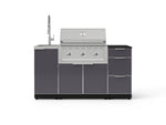 NewAge Outdoor Kitchens Outdoor Grill Island Aluminum 5-Piece Cabinet Set with Sink, 3 Drawer, Grill Cabinet, Performance Grill and Stainless Steel Countertop - (Natural Gas) 
