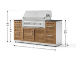 NewAge Outdoor Kitchens Outdoor Grill Island Stainless-Steel Louvered Doors 6-Piece Cabinet Set with 3 Drawers, Grill Cabinet, Platinum Grill and Dekton in Sirius Countertops - (Liquid Propane) 