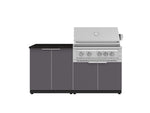 NewAge Outdoor Kitchens Aluminum 4-Piece Cabinet Set with 2 Door, Grill Cabinet, Platinum Grill and Countertop-71761-Garage Giant 