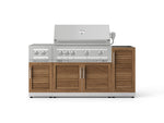 NewAge Outdoor Kitchens Outdoor Grill Island Stainless-Steel Louvered Doors 5-Piece Cabinet Set with 1-Door, Grill Cabinet, Dual Side Burner and Platinum Grill - (Liquid Propane) 