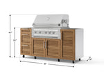 NewAge Outdoor Kitchens Outdoor Grill Island Stainless-Steel Louvered Doors 5-Piece Cabinet Set with Casters 1 Door, 3 Drawer, Grill Cabinet and Platinum Grill - (Liquid Propane) 