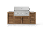 NewAge Outdoor Kitchens Outdoor Grill Island Stainless-Steel Louvered 5-Piece Cabinet Set with Sink, 3 Drawer, Grill Cabinet, Platinum Grill and Stainless Steel Countertop - (Natural Gas) 