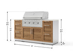 NewAge Outdoor Kitchens Outdoor Grill Island Stainless-Steel Louvered Doors 6-Piece Cabinet Set with 3 Drawers, Grill Cabinet, Performance Grill and Dekton in Aeris Countertops - (Natural Gas) 