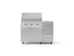 NewAge Outdoor Kitchens Outdoor Grill Island Stainless-Steel 4-Piece Cabinet Set with Casters and 3-Drawer, Grill Cabinet, Performance Grill and Dekton in Aeris Countertop - (Liquid Propane) 