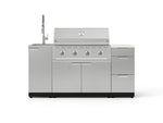 NewAge Outdoor Kitchens Outdoor Grill Island Stainless-Steel 5-Piece Cabinet Set with Sink, 3 Drawer, Grill Cabinet, Performance Grill and Stainless Steel Countertop - (Natural Gas) 