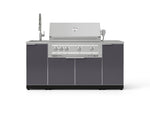 NewAge Outdoor Kitchens Outdoor Grill Island Aluminum 5-Piece Cabinet Set with Sink, 1 Door, Grill Cabinet, Platinum Grill and Stainless Steel Countertop-75302-Garage Giant 