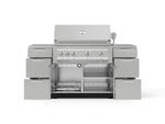 NewAge Outdoor Kitchens Outdoor Grill Island Stainless-Steel 6-Piece Cabinet Set with 3 Drawers, Grill Cabinet, Platinum Grill and Countertops-74730-Garage Giant 