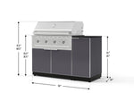 NewAge Outdoor Kitchens Outdoor Grill Island Aluminum 4-Piece Cabinet Set with 1 Door, Grill Cabinet, Performance Grill and Countertop - (Liquid Propane) 