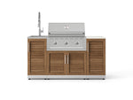 NewAge Outdoor Kitchens Outdoor Grill Island Stainless-Steel Louvered Doors 5-Piece Cabinet Set with Sink, 1 Door, Grill Cabinet, Performance Grill and Stainless Steel Countertop - (Liquid Propane) 