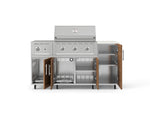 NewAge Outdoor Kitchens Outdoor Grill Island Stainless-Steel Louvered Doors 6-Piece Cabinet Set with Casters and 1-Door, Grill Cabinet, Performance Grill, Side Burner and Dekton in Aeris Countertop - (Liquid Propane) 