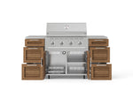NewAge Outdoor Kitchens Outdoor Grill Island Stainless-Steel Louvered Doors 6-Piece Cabinet Set with Casters 3 Drawers, Grill Cabinet, Performance Grill, Countertops 