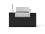 NewAge Outdoor Kitchens Outdoor Grill Island Stainless-Steel 5-Piece Cabinet Set with Sink, 3 Drawer, Grill Cabinet, Platinum Grill and Stainless Steel Countertop - (Natural Gas) 