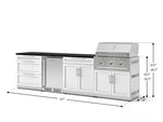 NewAge Outdoor Kitchens Stainless Steel 7-Piece Cabinet Set with 3-Drawer, Bar, Grill Cabinet, Performance Grill, Countertops, and Stainless Steel Door Fridge-73617-Garage Giant 