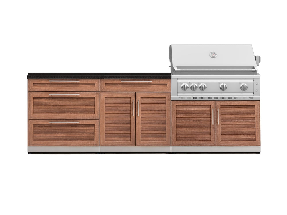 NewAge Outdoor Kitchens Stainless-Steel 5-Piece Cabinet Set with 3 Drawer, 2-Door with Drawer, Grill Cabinet, Platinum Grill and Countertop-71327-Garage Giant