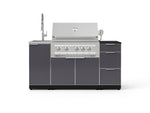 NewAge Outdoor Kitchens Outdoor Grill Island Aluminum 5-Piece Cabinet Set with Sink, 3 Drawer, Grill Cabinet, Platinum Grill and Stainless Steel Countertop - (Liquid Propane) 