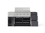 NewAge Outdoor Kitchens Outdoor Grill Island Aluminum 6-Piece Cabinet Set with 3-Drawer, Grill Cabinet, Performance Grill, Side Burner and Countertop - (Natural Gas) 