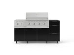 NewAge Outdoor Kitchens Outdoor Grill Island Aluminum 6-Piece Cabinet Set with Casters and 3-Drawer, Grill Cabinet, Performance Grill, Side Burner and Dekton in Sirius Countertop - (Liquid Propane) 