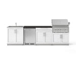 NewAge Outdoor Kitchens Stainless Steel 6-Piece Cabinet Set with Sink, Bar, Grill Cabinet, Platinum Grill, Countertop and Stainless Steel Door Fridge-73764-Garage Giant 