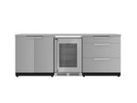 NewAge Outdoor Kitchens Stainless Steel 5-Piece Cabinet Set with 3-Drawer, 2-Door Cabinet, Countertops and Fridge-67584-Garage Giant 