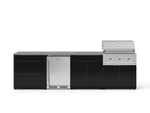 NewAge Outdoor Kitchens Aluminum 7-Piece Cabinet Set with 3-Drawer, Bar, Grill Cabinet, Performance Grill, Countertops and Stainless Steel Door Fridge-73638-Garage Giant 