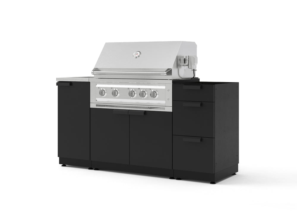 NewAge Outdoor Kitchens Outdoor Grill Island Stainless-Steel 5-Piece Cabinet Set with Sink, 3 Drawer, Grill Cabinet, Platinum Grill and Stainless Steel Countertop - (Liquid Propane) | Garage Giant