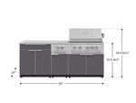 NewAge Outdoor Kitchens Aluminum 6-Piece Cabinet Set with Platinum Grill, Dual Side Burner, Bar and Grill Cabinet and Stainless Steel Countertop.-71543-Garage Giant 