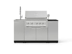 NewAge Outdoor Kitchens Outdoor Grill Island Stainless-Steel 5-Piece Cabinet Set with Sink, 1 Door, Grill Cabinet, Platinum Grill and Stainless Steel Countertop - (Natural Gas) 