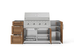 NewAge Outdoor Kitchens Outdoor Grill Island Stainless-Steel Louvered Doors 5-Piece Cabinet Set with 1 Door, 3 Drawer, Grill Cabinet and Performance Grill - (Natural Gas) 