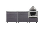 NewAge Outdoor Kitchens Aluminum 5-Piece Cabinet Set With Casters and 3 Drawer, Bar, Kamado Cabinet, Kamado, Countertop-72681-Garage Giant 