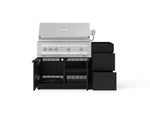 NewAge Outdoor Kitchens Outdoor Grill Island Stainless-Steel 3-Piece Cabinet Set with 3-Drawer, Grill Cabinet and Platinum Grill - (Liquid Propane) 