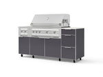 NewAge Outdoor Kitchens Outdoor Grill Island Aluminum 6-Piece Cabinet Set with Casters and 3-Drawer, Grill Cabinet, Platinum Grill, Dual Side Burner and Dekton in Aeris Countertop - (Liquid Propane) | Garage Giant 