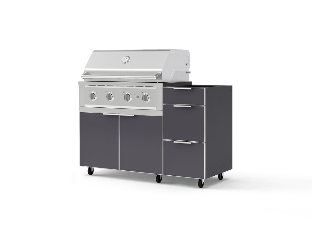 NewAge Outdoor Kitchens Outdoor Grill Island Aluminum 3-Piece Cabinet Set with Casters and 3-Drawer, Grill Cabinet and Performance Grill - (Liquid Propane) | Garage Giant