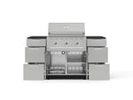 NewAge Outdoor Kitchens Outdoor Grill Island Stainless-Steel 6-Piece Cabinet Set with 3 Drawers, Grill Cabinet, Performance Grill and Dekton in Sirius Countertops - (Natural Gas) 