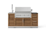 NewAge Outdoor Kitchens Outdoor Grill Island Stainless-Steel Louvered 5-Piece Cabinet Set with Sink, 3 Drawer, Grill Cabinet, Platinum Grill and Stainless Steel Countertop - (Natural Gas) 