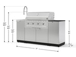 NewAge Outdoor Kitchens Outdoor Grill Island Stainless-Steel 5-Piece Cabinet Set with Sink, 1 Door, Grill Cabinet, Performance Grill and Stainless Steel Countertop - (Natural Gas) 