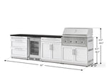 NewAge Outdoor Kitchens Stainless Steel 7-Piece Cabinet Set with 3-Drawer, Bar, Grill Cabinet, Performance Grill, Countertops, and Glass Door Fridge-73630-Garage Giant 