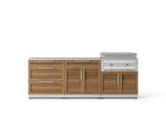 NewAge Outdoor Kitchens Stainless Steel Louvered Doors 5-Piece Cabinet Set with with 3-Drawer, Bar, Grill Cabinet, Platinum Griddle and Countertop-74946-Garage Giant 