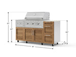 NewAge Outdoor Kitchens Outdoor Grill Island Stainless-Steel Louvered Doors 6-Piece Cabinet Set with Casters and 3-Drawer, Grill Cabinet, Performance Grill, Side Burner and Dekton in Aeris Countertop - (Liquid Propane) 