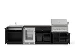 NewAge Outdoor Kitchens Stainless Steel 6-Piece Cabinet Set with Sink, Bar, Grill Cabinet, Platinum Grill, Countertop and Glass Door Fridge-73755-Garage Giant 