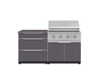 NewAge Outdoor Kitchens Aluminum 4-Piece Cabinet Set with 3 Drawer, Grill Cabinet, Performance Grill, and Countertop-71647-Garage Giant 