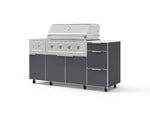 NewAge Outdoor Kitchens Outdoor Grill Island Aluminum 6-Piece Cabinet Set with Casters and 3-Drawer, Grill Cabinet, Performance Grill, Side Burner and Dekton in Aeris Countertop - (Liquid Propane) | Garage Giant 