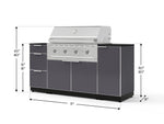 NewAge Outdoor Kitchens Outdoor Grill Island Aluminum 6-Piece Cabinet Set with 1 Door, 3 Drawer, Grill Cabinet, Performance Grill and Countertops - (Natural Gas) 