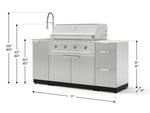 NewAge Outdoor Kitchens Outdoor Grill Island Stainless-Steel 5-Piece Cabinet Set with Sink, 3 Drawer, Grill Cabinet, Performance Grill and Stainless Steel Countertop - (Natural Gas) 